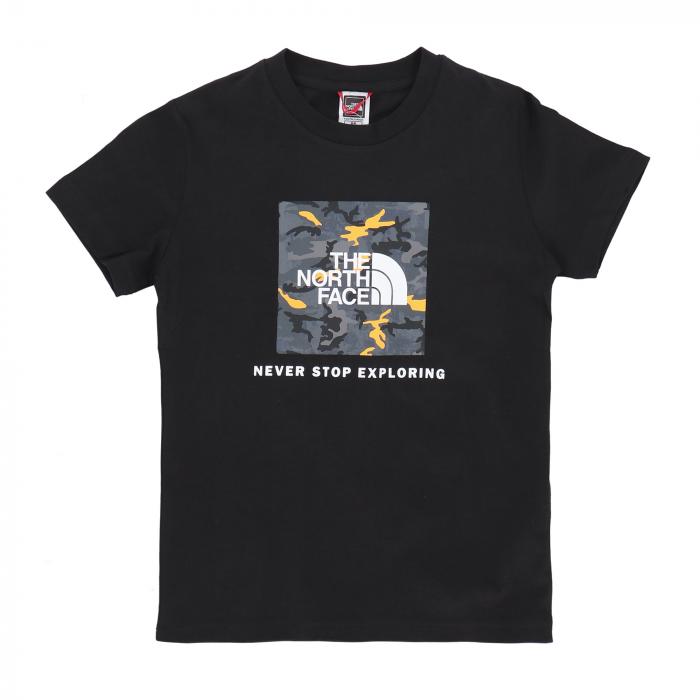the north face t-shirt black summit gold camo print